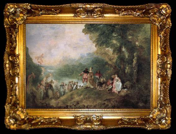 framed  Jean antoine Watteau The base Shirra island goes on a pilgrimage, ta009-2